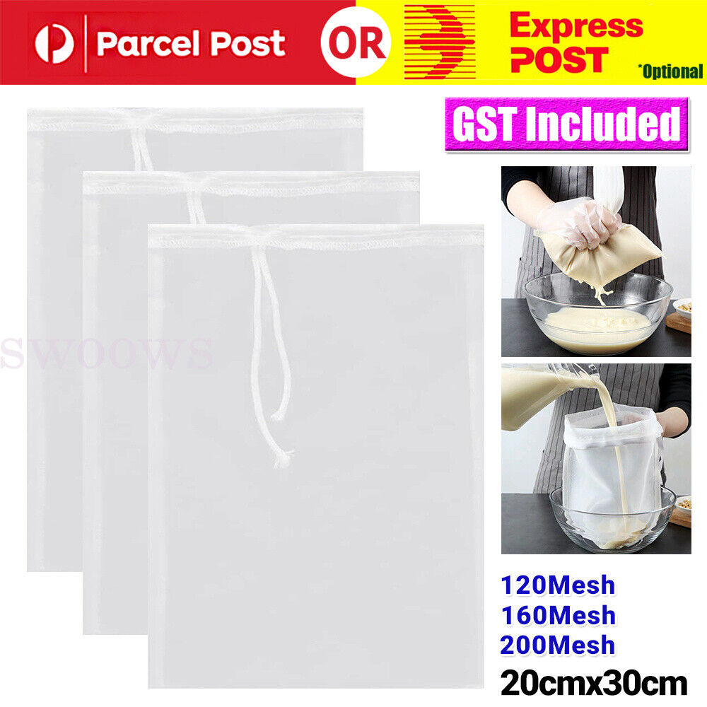 Micron Reusable Nylon 160/200 Mesh Food Strainer Filter Bag for Juice Coffee Tea