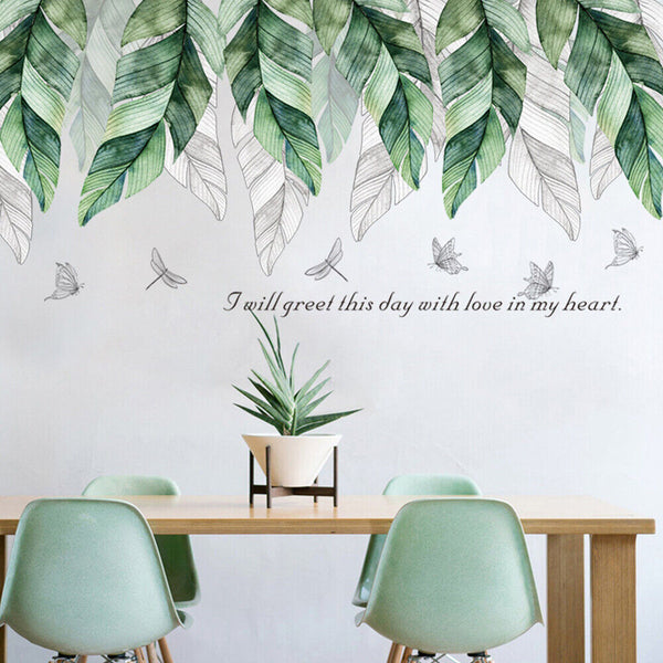 Tropical Green Foliage Leaves Plant Wall Stickers Vinyl Nursery Decor Art Mural