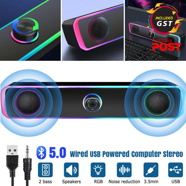 Wired USB Powered/Bluetooth 5.0 Computer Stereo Laptop Speakers for Desktop PC