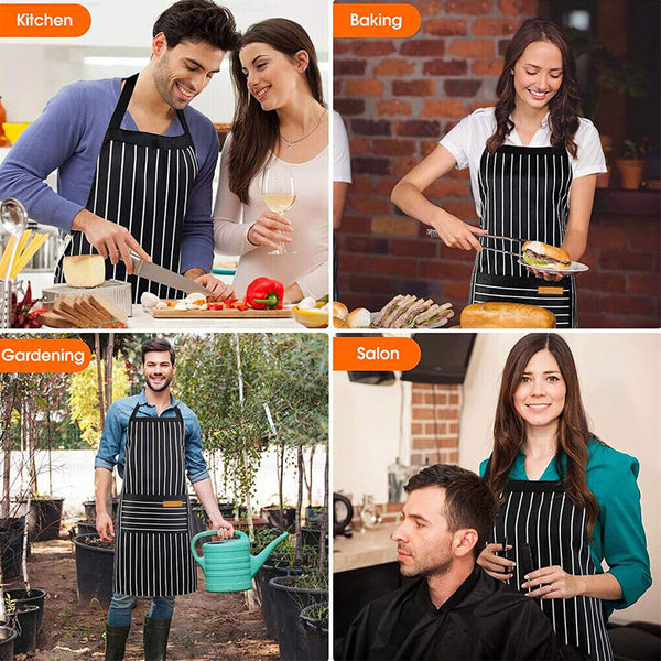 Adjustable Apron Hanging Neck Cooking Kitchen Baking Bar BBQ Chefs 2 Pockets AU