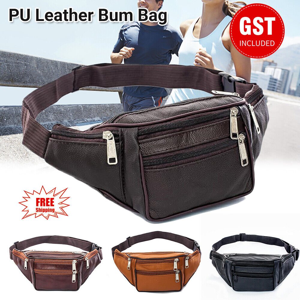 1/2x Bum Bag Leather Fanny Pack Festival Money Pouch Travel Waist Belt Wallet