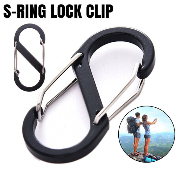 UP 100X Cable Carabiner Camping Hiking Hook Chain Key S-Ring Lock Clip Holder