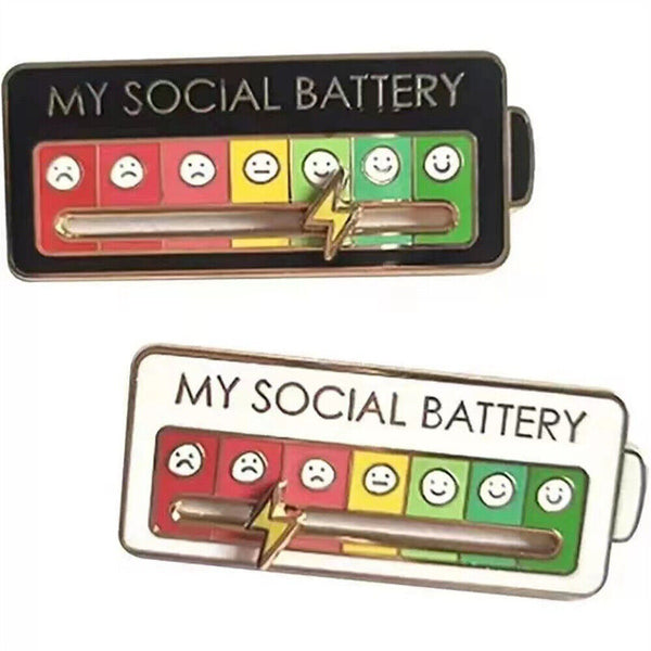 Brooch Pin My Social Battery Mood Funny Interactive Enamel Badge Lapel Pin AU