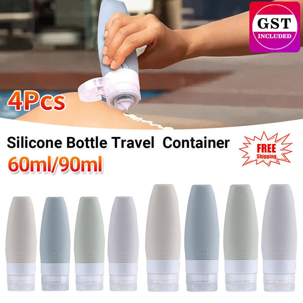 4PCS Cosmetic Container Dispenser Silicone Empty Bottle Travel Shampoo Lotion