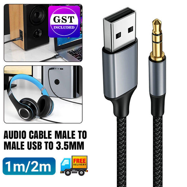 Adapter Wire USB A to 3.5 Jack Male to Male USB to 3.5mm Aux Line Audio Cable