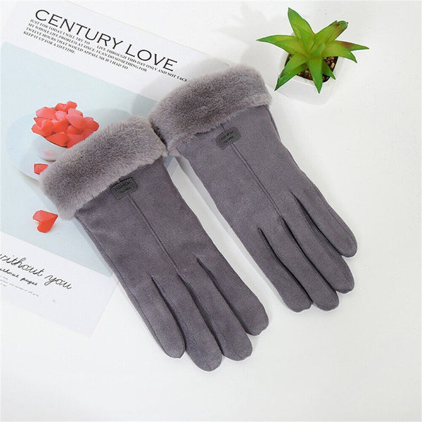 Outdoor Women Winter Gloves Thermal Sheepskin Touch Screen Warm Windproof Soft