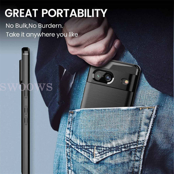 Shockproof Carbon Fiber Heavy Duty Cover For Google Pixel 8 7 Pro Case + Film