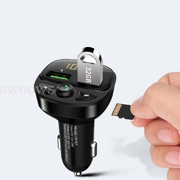 CAR PHONE CHARGER BLUETOOTH TRANSMITTER FM RADIO IPHONE ANDROID WIRELESS ADAPTER