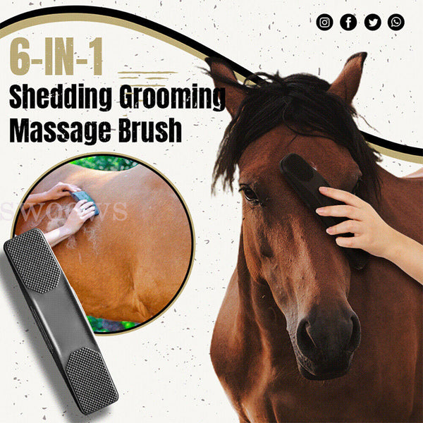 Horses Dogs Grooming Brush 6-in-1 Shedding Grooming Massage Kit Neat Pet Comb