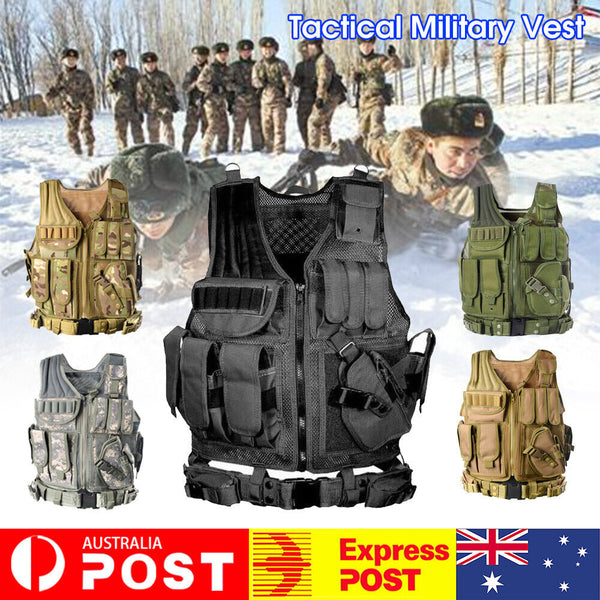 Tactical Vest Airsoft Military Hunting Molle Combat Assault Paintball Carrier AU