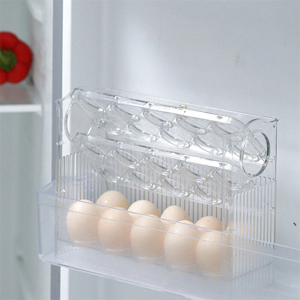 3Tier Storage Rack Egg Holder Space Saver Tray Flip Stand Dispenser Refrigerator