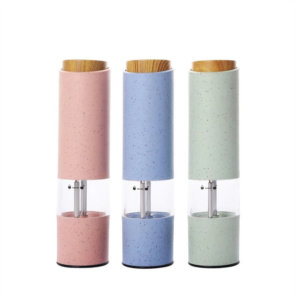 2PCS Adjustable Electric Salt & Pepper Grinder Mills Shakers Set With Holder Au