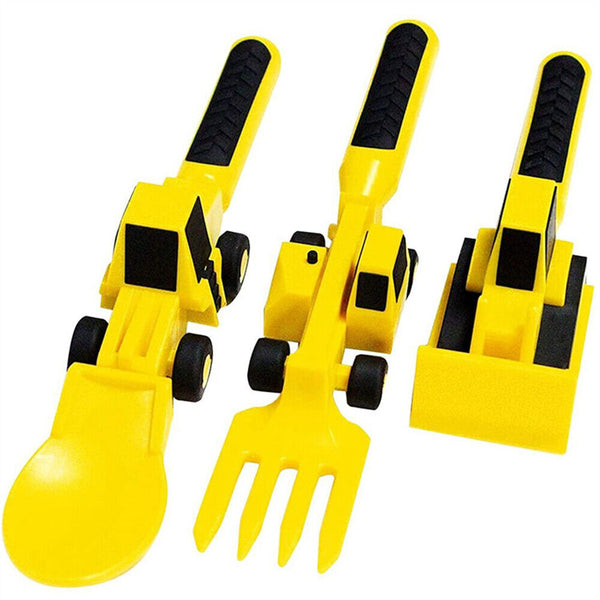 Constructive Eating - Construction Themed Set - Plate, Heavy Equipment Utensils