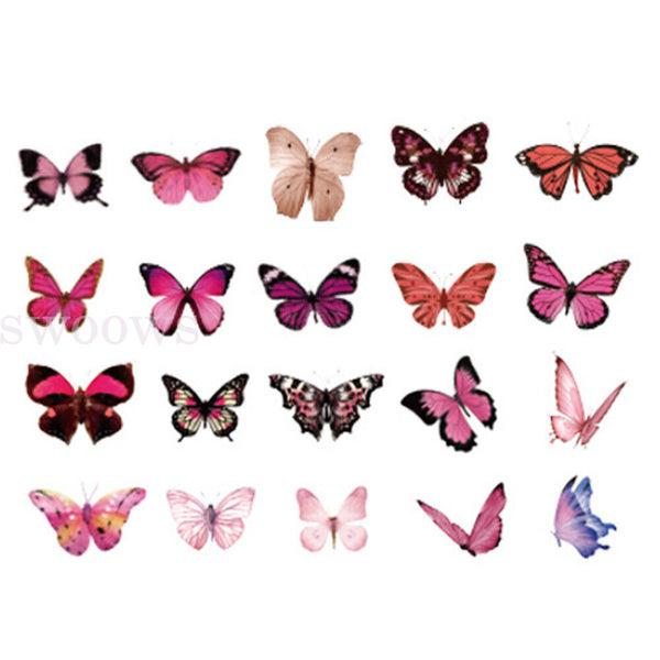 40 PCs Scrapbooking Butterfly Stickers Journal Diary PET Transparent Sticker DIY