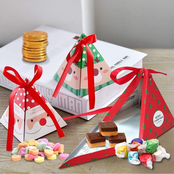 2-12pc Christmas Candy Box Bag Christmas Tree Gift Box Paper Box Gift Party Bags