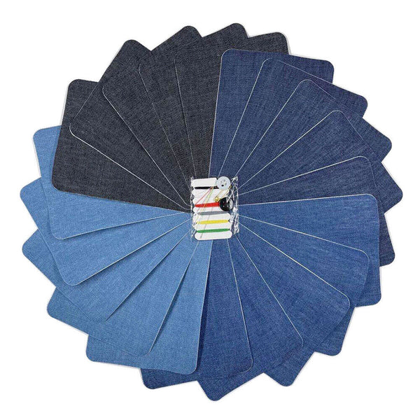 4 Colors Denim Jeans Repair Kit - 20pcs Iron On Denim Fabric Mending Patches