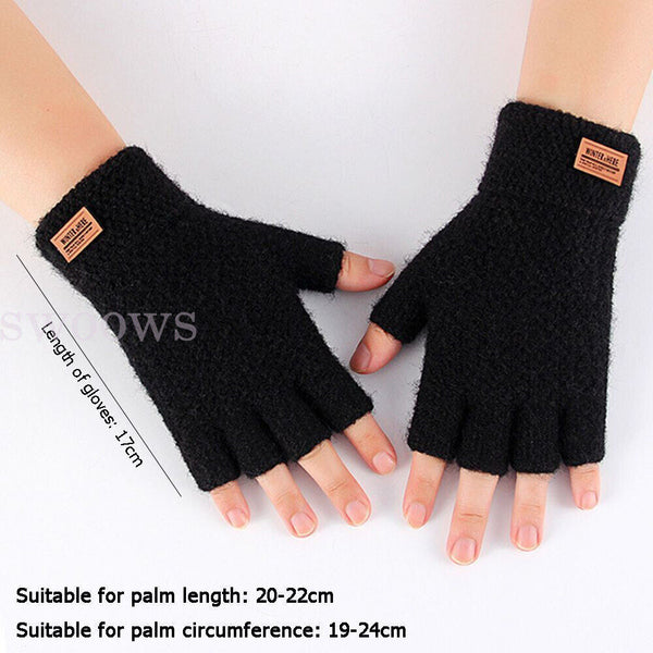 Thick Fingerless Gloves Driving Gloves Knitted Alpaca Wool Half Finger Mittens