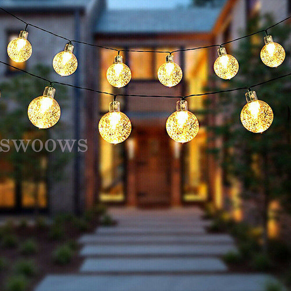 100/200LED Solar Globe String Lights Fairy Festoon Party Garden Outdoor Decor