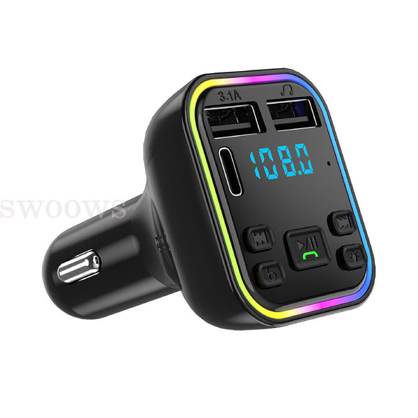 Bluetooth 5.0+ Mp3 Player BT Car 2USB FM Transmitter Adapter Wireless PD