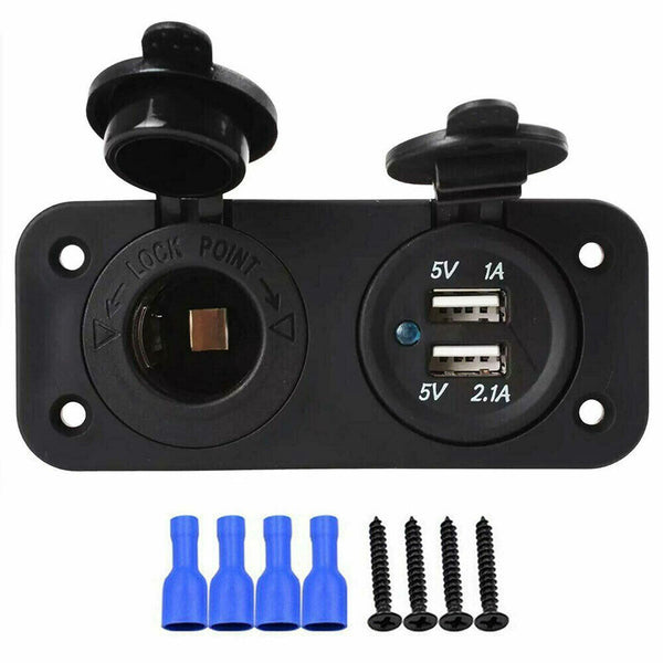 For Car Boat Bus Dual USB Port Cigarette Lighter Socket Charger Power Outlet 12V