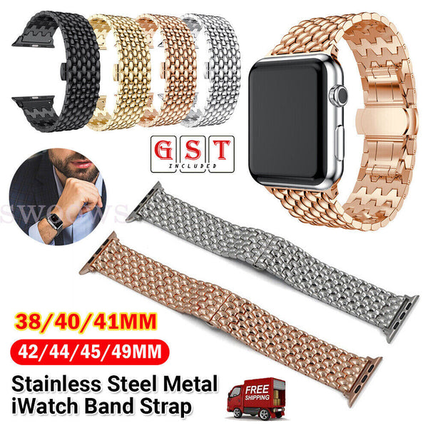 Strap Band For Apple Watch Band Series 9 8 7 6 5 3 SE 2 Stainless Steel Metal