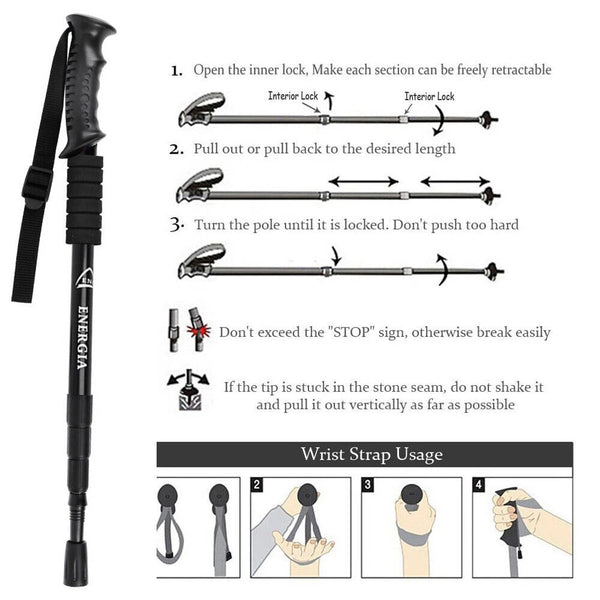 Adjustable Lightweight Hiking Trekking Poles Walking Stick Anti Shock Camping AU