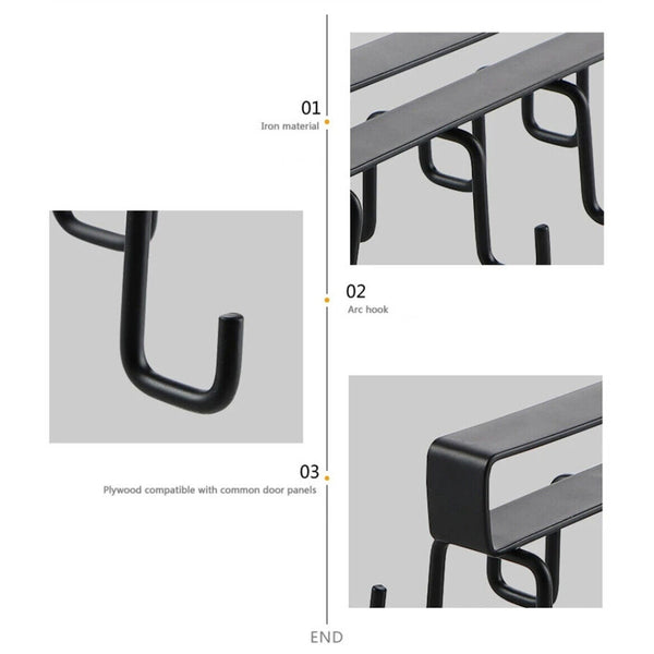 Double Hook Under Shelf Kitchen Cabinet Hanger Organiser Mug Cup Rack Holder