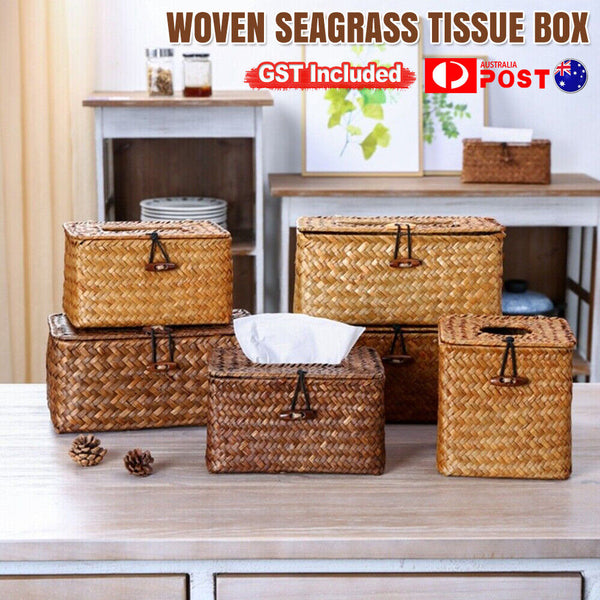 Napkin Holder Storage Case Cover Organizer Home Decor Woven Seagrass Tissue Box