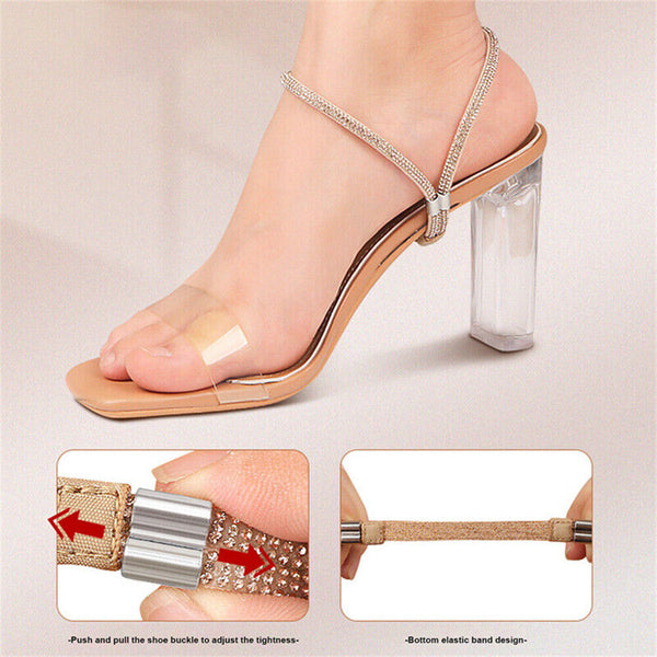 1/2pairs Elastic High Heels Shoe Strap Rhinestone High Heel Anti Loose Straps