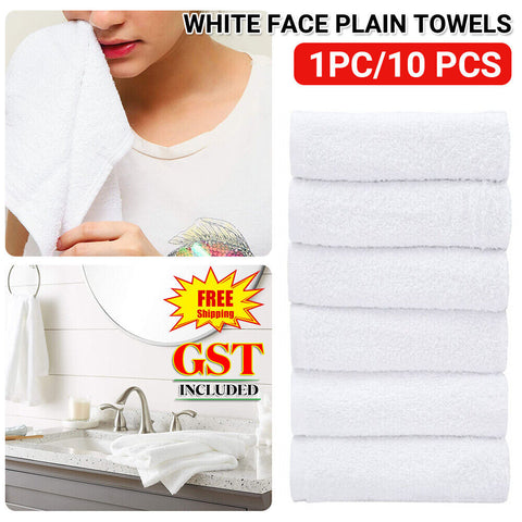 UP100x Face Washer Wipe Plain towels Cotton 28x28cm Budget Save White Portable