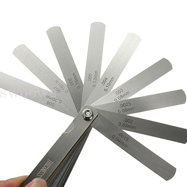 32 Blade Feeler Gauge Dual Marked MM/Inch Thickness Gap Metric Filler Tool Honda