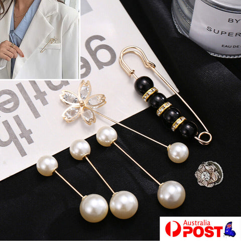 Rhinestone Pearl Button Set Shawl Dress Pants Sweater Tighten Waist Pin Brooch