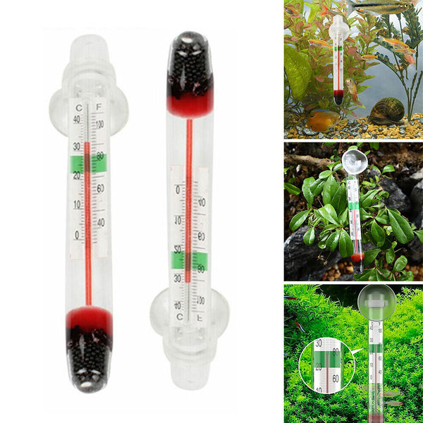 Aquarium Thermometer Meter Fish Tank Water Temperature With Suction Cup Glass AU