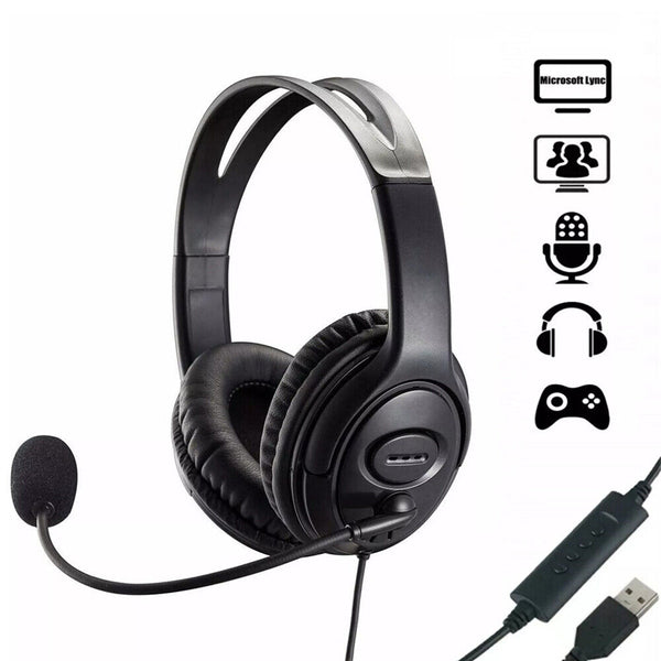 USB Wired Headphone Headset Noise Cancelling With Microphone ForComputer Laptop~