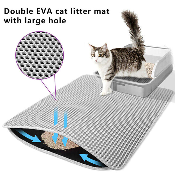 Double Layer Cat Litter Mat Waterproof Trapper Foldable Pad Pet Rug Home Urine