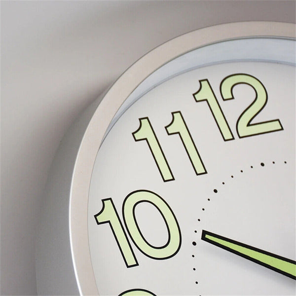 12'' Luminous Wall Clock Glow In The Dark Silent Quartz Indoor Home Modern Clock