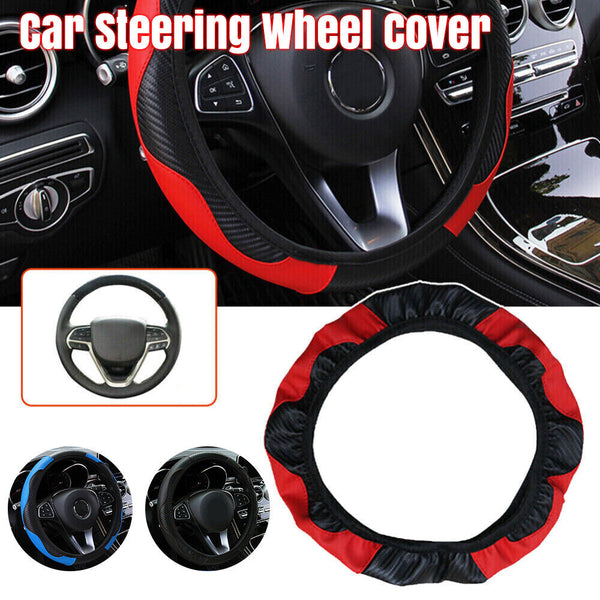 Car Steering Wheel Cover Leather Breathable Anti-slip Protector Universal 38cm