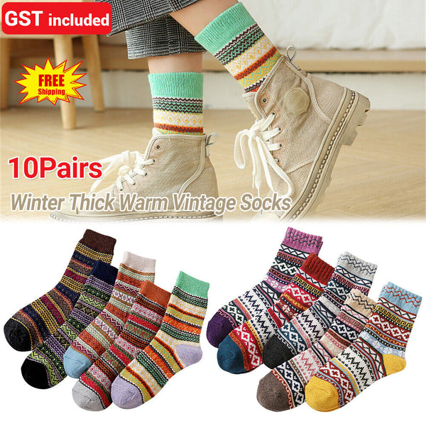 1-10 Pairs Thermal Socks Winter Nordic Wool Blends Cashmere Thick Warm Knitted