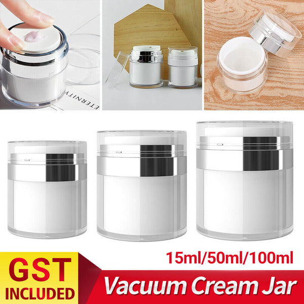 Airless Pump Cosmetic Jar Travel Vacuum Cream Bottle Refillable Container AU