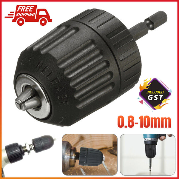 0.8-10 mm Keyless Drill Chuck Converter 3/8" 24UNF Thread Adapter 1/4" Hex Shank