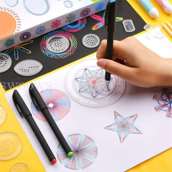 28Pcs Spirograph Geometric Ruler Drafting Tools Stationery Drawing Toys Set