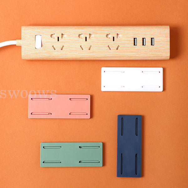 Wall Mount Plug Fixer Self-Adhesive Power Strip Plug Holder Socket Organizer