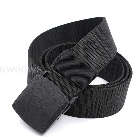 Unisex Canvas Belt Plastic Cam Buckle Nylon Tactical Waistband Webbing Military