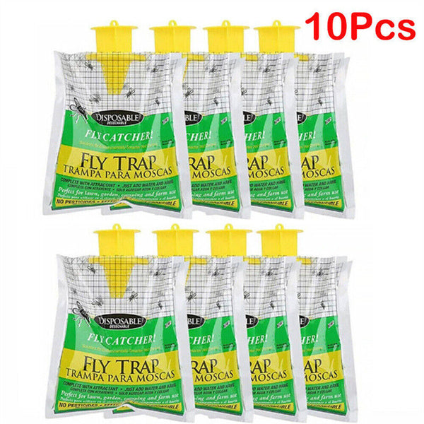 1-10x Fly Catching Bag Fast Results for Outdoor Disposable Fly Trap Pest-Control