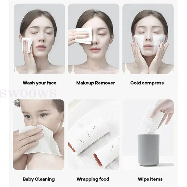 Up to 210Pcs Disposable Face Towel Cotton Makeup Cleaning Facial Napkin Wash