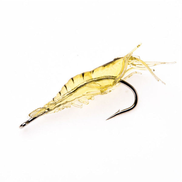 20Pcs Soft Plastic Bass Yabbie Prawn Shrimp Fishing Lure Jig Heads Bream Natural