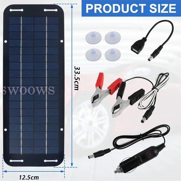 Trickle Charger Solar Panel Kit 12V Battery Charger Maintainer Boat RV Car