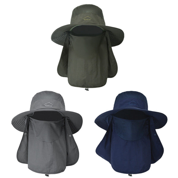 Mens Neck Flap Hat Wide Brim Cap Face Unisex Hiking Fishing UV Sun Protection AU