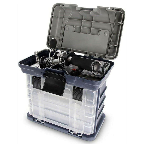 Portable 4 Tray Heavy Duty Removable Fishing Tackle Box for Terminal Tackle AU