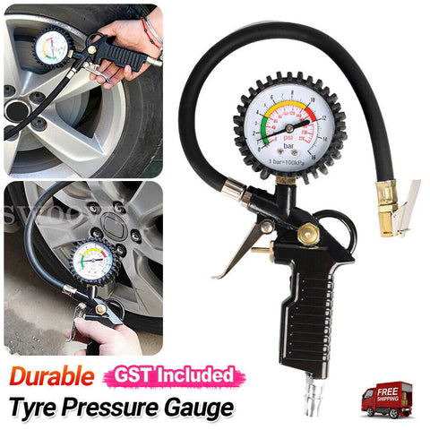 Tyre Inflator Tyre Pressure Gauge Air Car Motorcycle Pump Hose Compressor Tool